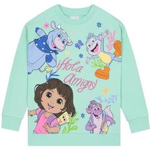 Dora The Explorer Meisjestrui, Sweatshirt Lange Mouwen 100% Katoen, Kindersweater Voor Meisjes, Groen 128