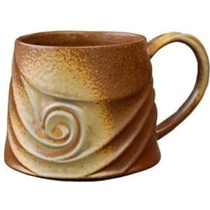QINYUML Handgemaakte vintage keramische koffiemok met handvat, 300 ml aardewerk theekop voor kantoor en thuis, magnetron en vaatwasmachinebestendig voor verjaardag Vaderdag, Kerstmis, Moederdag