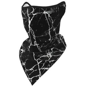 JIUTY Zwarte marmeren gezichtsbedekkende sjaal, ademend voor hardlopen, kamperen, klimmen