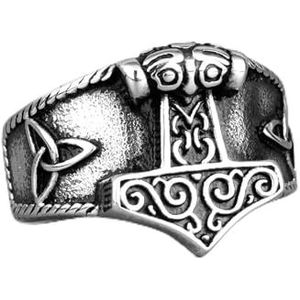 Retro Viking Thor's Hammer Symbol Celtic Knot Stainless Steel Mens Rings for Male Boyfriend Jewelry Creativity Gift Wholesale