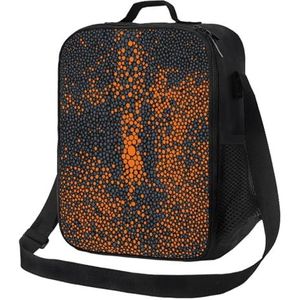 EgoMed Lunchtas, Duurzame Geïsoleerde Lunch Box Herbruikbare Tote Bag Koeltas voor Werk SchoolOranje en Grijs Shagreen