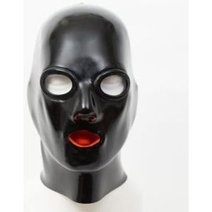 GOYOUTON BDSM masker met gag/gag fetish erotische bondage latex masker hoofddeksels cosplay party Halloween masker BDSM sex gag rubberen masker erotische SM spel seksspeeltje (Color : Schwarz, Size