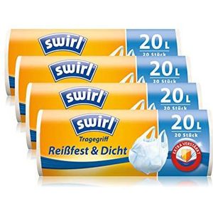 Swirl vuilniszak, 20 liter, 4 rollen met elk 20 zakken, wit
