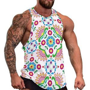 Noorse traditionele volkskunst bunad patroon heren tanktop grafische mouwloze bodybuilding T-shirts casual strand T-shirt grappige sportschool spier