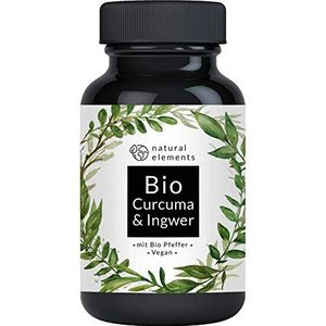 natural elements - Biologische Kurkuma & Gember - 180 Capsules - Hoge Dosis - Met Curcumine & Piperine