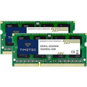 Timetec 8GB KIT (2x4GB) DDR3L / DDR3 1600MHz PC3L-12800 / PC3-12800 Niet-ECC ongebufferd 1,35V / 1,5V CL11 2Rx8 Dubbele rang 204-pins SODIMM-laptop Notebook-pc Computergeheugen RAM-module-upgrade