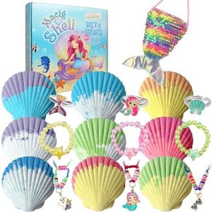 Magic Shell Bath Bomb cadeauset voor kinderen, 9 stuks badbommen met kleine zeemeermin voor meisjes, biologische badbommen met verrassende binnenkant.