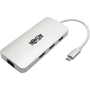 Tripp Lite U442-DOCK12-S USB-C (Type-C) dockingstation, (x2) HDMI + VGA, PD-opladen, USB-A, USB 3.1 Gen 1, Thunderbolt 3 Compatibel, 1080p @ 60 Hz, Zilver