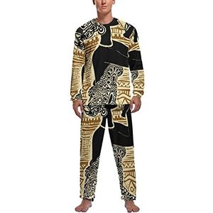 Afrikaanse Zwarte Vrouw Wildlife Zachte Heren Pyjama Set Comfortabele Lange Mouw Loungewear Top En Broek Geschenken XL