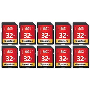GIGASTONE SD Card 32GB 10-Pack SDHC met 10x Mini-case, Geheugenkaart voor Full HD Video Canon Nikon Sony Pentax Kodak Olympus Panasonic Digital Camera, 80MB/s UHS-I U1 C10 Class 10