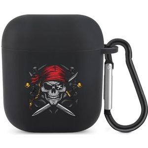 Dead Man's Chest Skull Crossbone Piraat Leuke Case voor AirPods 2&1 Schokbestendige Beschermende Hoofdtelefoon Gevallen Cover Met Sleutelhanger voor Mannen Vrouwen