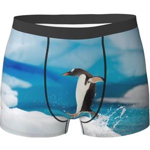 ZJYAGZX Pinguïn Print Heren Boxer Slips Trunks Ondergoed Vochtafvoerend Heren Ondergoed Ademend, Zwart, L