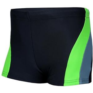 Aquarti Jongens Korte Zwembroek Zijde Bies Kinderen Zwem Shorts, Zwart/Grijs/Groen, 128