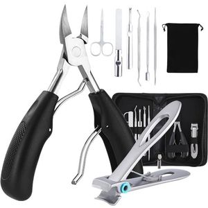 Professionele nagelschaarset, roestvrij staal, manicureset, scherpe nagelknipper voor dikke en ingegroeide teennagels, 7-delige pedicureset, nagelschaar, teennagels met nageltang en nagelriemschaar,
