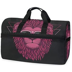 Lion King Red Animal Sport Swim Gym Bag met Schoenen Compartiment Weekender Duffel Reistassen Handtas voor Vrouwen Meisjes Mannen