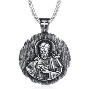 Mannen vrouwen Sint-Michiel/Sint-Benedictus/St. Christopher RVS hanger, patroonheilige medaille ketting bescherming katholieke amulet talisman sieraden cadeau