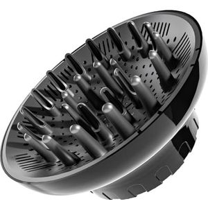 Diffuser opzetstuk föhn, universele haardiffuser, aanpasbaar voor droger met mondstuk, D = 3,5 - 6,6 cm, voor krullend of golvend haar, styling maximaal volume zonder kroezen, zwart