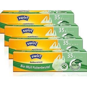 Swirl Bio-vuilnisfoliezak met handvat, 35 liter, 4 rollen (4 x 6 stuks), groen
