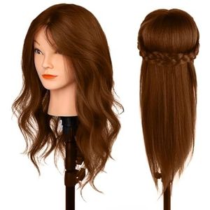 Training Head 100% Real Human Hair, MYSWEETY 18"" Hairdressing Mannequin Head voor Krullen, Rechttrekken Van Haarstyling, 100% Echt Haar