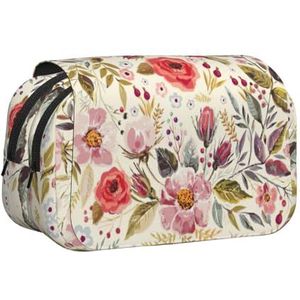 JEJEA Rustieke Rose Bloem Print Pen Etui Potlood Case Houder Voor Potloden Make-up Multifunctionele Organizer Doos Voor Adluts, Zwart, Eén maat, Toilettas