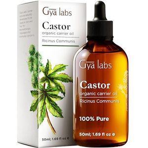 Gya Labs Cosmetics Castorolie voor wimpers & wenkbrauwen - USDA Organic - 100% pure koudgeperste castorolie voor haargroei, wimpers & wenkbrauwen - Ongeraffineer dragerolie voor huid (50ml+ wimperkit)