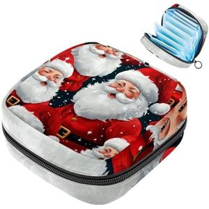 MUOOUM Merry Christmas Santa Claus maandverband opbergtas menstruatie pad tas draagbare menstruatie cup zakje met rits voor tiener meisjes vrouwen dames