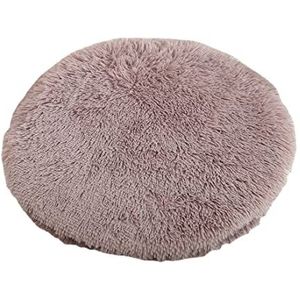 Pluche kat hondenkussen, ronde huisdier warme mat, PP katoen zacht en comfortabel voor woonkamer (L 57 cm, koffie)