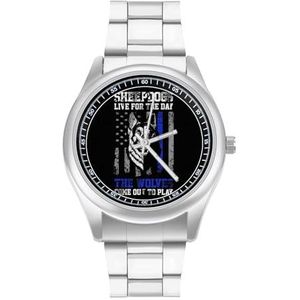 Herdershonden Blauwe Lijn VS Vlag Klassieke Heren Horloges voor Vrouwen Casual Mode Zakelijke Jurk Horloge Geschenken