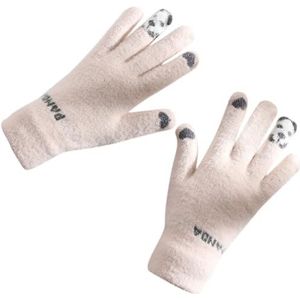 yeeplant Leuke Panda Thermische Mode Dikke Handschoenen Vrouwen Klassieke Gezellige Winter Outdoor Design Handschoenen, Beige, 1