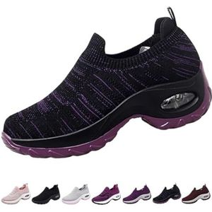 KIKIATA Orthoture Damesschoenen, Comfort Mesh Wandelschoenen voor dames, instappers met licht luchtkussen, orthopedische sneakers, lichtgewicht ademende boogondersteuning, sneakers voor dames (paars