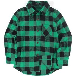 Spring&Gege Casual geruit flanellen overhemd met lange mouwen voor jongens voor kinderen (5-14 jaar)
