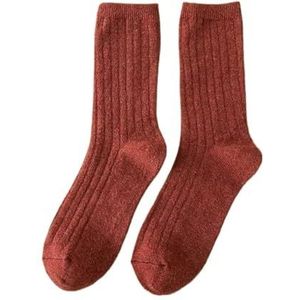 YIJIANUO Thicken Warm Merino Wol Klassieke Effen Kleuren Rib Sokken Vrouwen Losse Crew Mode Japanse Korea Sok Winter, 21, Eén maat