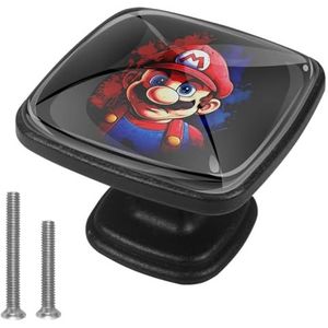 JYPLUSH Voor Mario Vierkante Lade Trekt met Schroeven (4 Stks) ABS Glas Handgrepen 1.2x0.8x0.85 inch Vierkante Lade Trekt met Schroeven Kast Handgrepen voor Dressoir Keuken Hardware Set Zilver