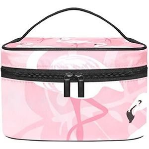 Make-up Organizer Bag, Reizen Make-up Tas Organizer Case Draagbare Cosmetische Tas voor Vrouwen en Meisjes Toiletries Tropisch Roze Flamingo Patroon, Meerkleurig, 22.5x15x13.8cm/8.9x5.9x5.4in