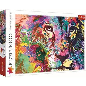 Trefl - Kleurrijke Leeuw - puzzel 1000 stukjes - Portret van een Leeuw, Moderne doe-het-zelf Legpuzzel, Creatief Amusement, Klassieke Puzzels met Dieren, voor Volwassenen en Kinderen vanaf 12 jaar