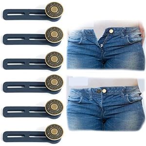 WUBAYI 6-Delige Knoopverlenger voor Broeken - Knoop voor Jeans Jeans Knoop Tailleverlenger Broek Tailleverlenger Verstelbaar