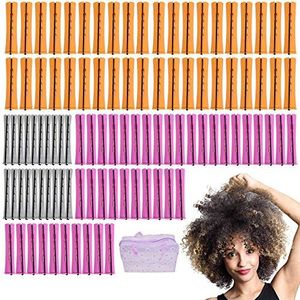100Pcs Perm Staven Set Perm Staaf Voor Natuurlijk Haar Lange Koude Golf Rods Kleine Haar Roller Kinky Krullend Kapsel (Purple40+Orange40+Grey20)