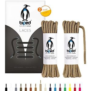 biped LACES 2 paar ronde katoenen schoenveters ø 3,5 mm - scheurvaste kwaliteitsschoenveters voor leren schoenen, laarzen, sneakers, vrijetijds- en sportschoenen - made in EU z2901(beige,45 cm)
