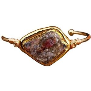 Vrouwen Citrien Kralen Manchet Armbanden Edelstenen Stenen Polsband Armband (Color : Rainbow Tourmaline)