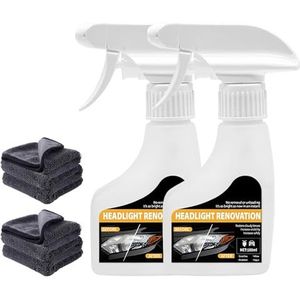 Headlight Restoration Spray, Fast Acting Car Headlight Restoration Kit & Head light Cleaner for Foggy Lights, Easy DIY Head light Polish for Car Owners (2PCS)