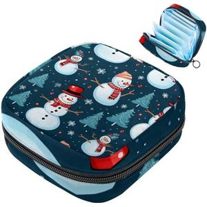 MUOOUM Kerst Sneeuwpop Patroon Maandverband Opbergtas Draagbare Menstruatie Tas Voor Vrouwen Tiener Meisjes Menstruatie Cup Pouch Nursing Pad Houder