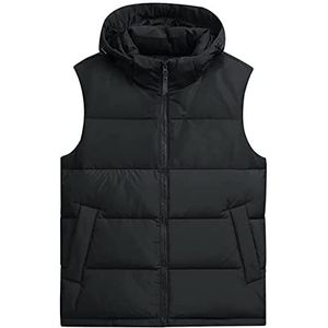 Utdoor Vest, Heren Warmer Gilet Winter Puffer Vest Mouwloze Jassen Capuchon Vest Bovenkleding Vrije tijd Mouwloos Jas(Black,XL)