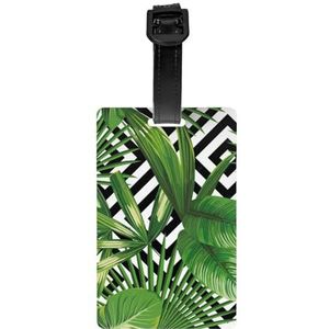 Groene bladeren van palmboom tropische plant, bagagelabels PVC naamplaatje reiskoffer Identifier ID-tags duurzaam bagagelabel