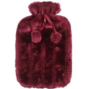 Warmwaterkruik, groot, 2 l, hoes voor warmwaterkruiken, pluizige hoes, rubber, imitatiebont, warm, winter, pvc, warmwaterzak, warmwaterzak (rozenrood)