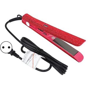 Professionele Stijltang en Krultang, Stijltang Strass Stijltang, Dubbele Spanning, Kristaldiamant Rood(#2)