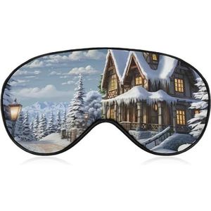 Kerstmis Winter Happy Scene slaapmasker, licht blokkerend oogmasker, comfortabel en zacht, oogbedekking met elastiek, geschikt voor mannen en vrouwen, geschikt voor reizen en slapen
