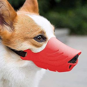 Hond Muilkorf Cover Tedike Fund Bont Hond Muilkorf Cover Anti-Bijt Mond Cover Siliconen Supplies, Specificatie: L, Gelukkig huisdier tijd (Kleur: Roze) (Kleur: Rood)