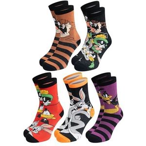 United Labels 5 paar Looney Tunes herensokken, kleurrijk Bugs Bunny, Daffy Duck en Co., meerkleurige herensokken 40-45 EU