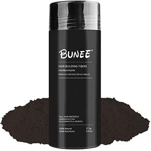 Bunee Haarvezels - Verbergt Onmiddellijk Haaruitval, 100% Natuurlijke Katoenpoeder Microvezels voor Mannen en Vrouwen - Donkerbruin 27.5g