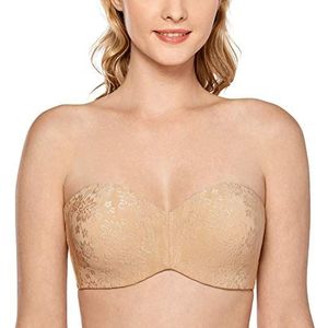 DELIMIRA Naadloze Grote Maten Strapless Minimizer-BH Voor Dames Taupe 100E